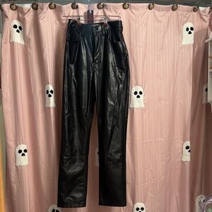 Abercrombie Black Leather Straight Leg Pants 90’s Straight Ultra High Rise